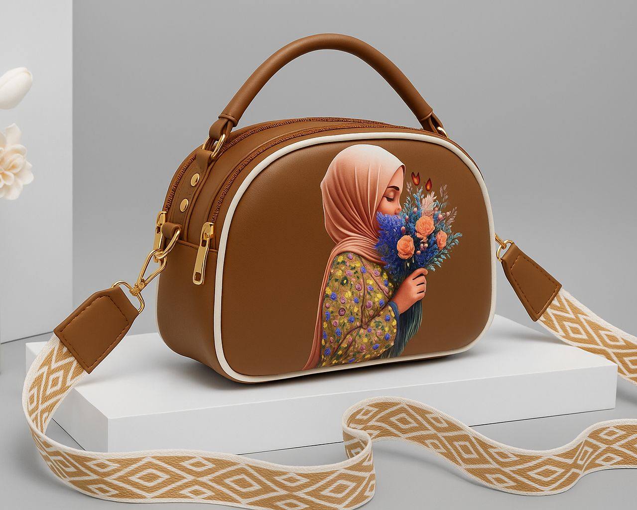 Floral Hijab Art Crossbody Bag